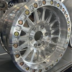 Kmc Impact 445 Forged Beadlocks Machine Finish 17x9 6x139.7 For Chevy🔥🔥🔥🔥