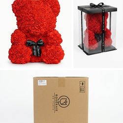 Large 16 Inch Rose Bear Flower Bear Gift Set with Luxury Gift Box. Teddy Bear
