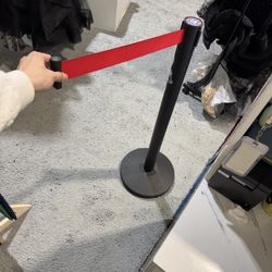 Black Retractable Stanchion With Red Belt
