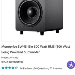 Subwoofer 15in - 600 Watt
