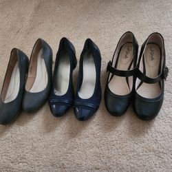 3 Pair Of Size 10 Low Heel Pumps