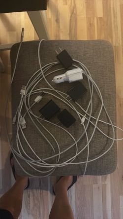 A bunch of iPhone cords, they will not fit the latest version though