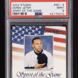 Derek Jeter 2002 Donruss Studio Spirit Of The Game #SG-4 (PSA 9)