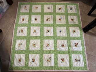Winnie the Pooh Reversible Alphabet Quilt Hand Stitched
