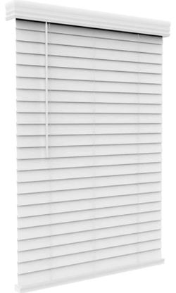 2" Faux Wood Blinds with Crown Valance - 69.5" Width x 73" Height, White, Cordless