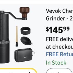 Vevok Chef O20 Manual Coffee Grinder - 20 levels External Adjustment, Stainless Steel, Travel Case