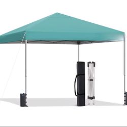 10x10ft Pop Up Canopy Tent - Instant Shelter, Easy Outdoor Sun Shade for Events, Parties, Camping, Portable Outdoor Canopies, Silver Coated Top UPF 50
