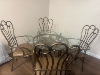 Glass Table and Four Chairs dining set