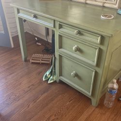 Vintage Wooden Green Desk 