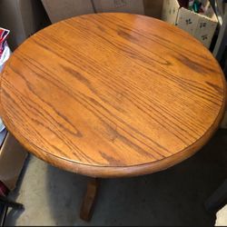 25” round wooden table. Please read description.