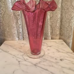 Vintage Fenton Fluted Ruffle Top Vase (10 1/4”h)