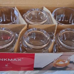 New Blinkmax 6-Piece Glass Tea/Coffee Cup Set - Clear Textured Glass