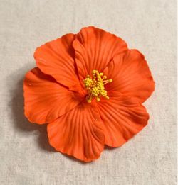 Orange flower hair clip