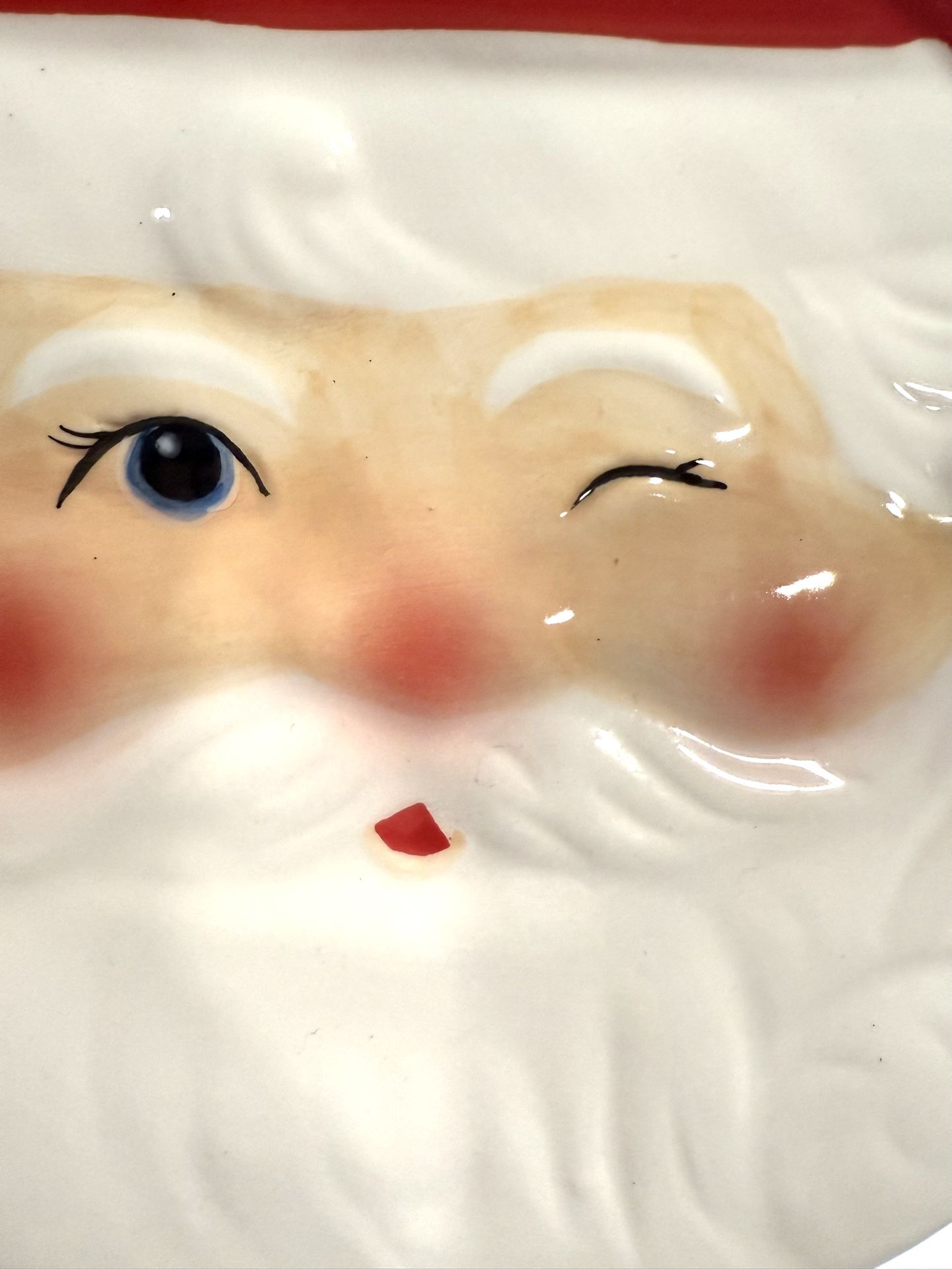 Vtg Santa Face Plates Set of 4 7.25” diameter - Never Used made by Sullivangift 