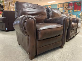 Classic Pushback Reclining Brown Leather Armchair