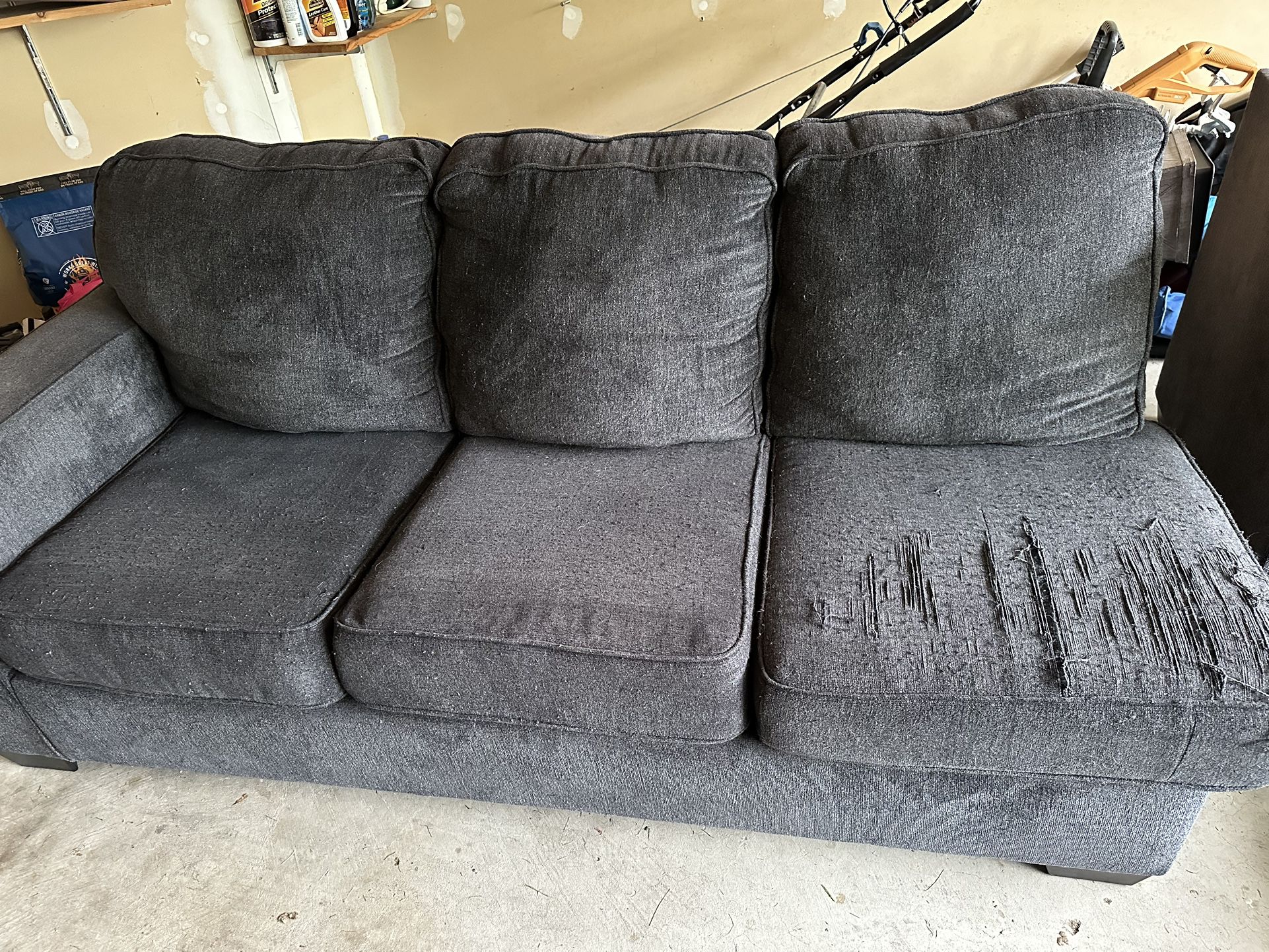 Large Grey 2 piece Sectional Sleeper Sofa w/ottoman 