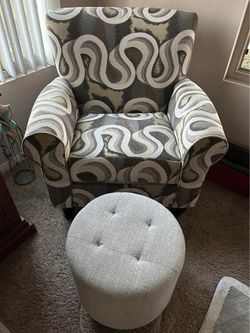 Beautiful living room chair and ottoman
