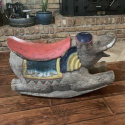 Antique solid wood elephant rocker - trunk is missing
