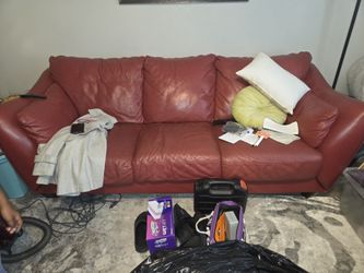 Red leather couch