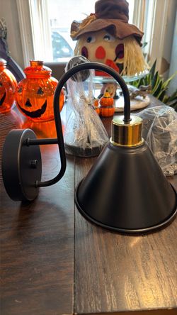 Set of Two Black and Gold Sconce Light