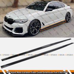 For 17-23 BMW F90 M5 G30 530 540 550 Carbon Fiber Side Skirt Extension Splitters