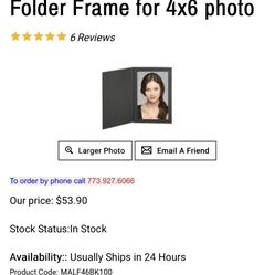 100 Pack, 4x6 Black Photo Folder Frame for 4x6 photo