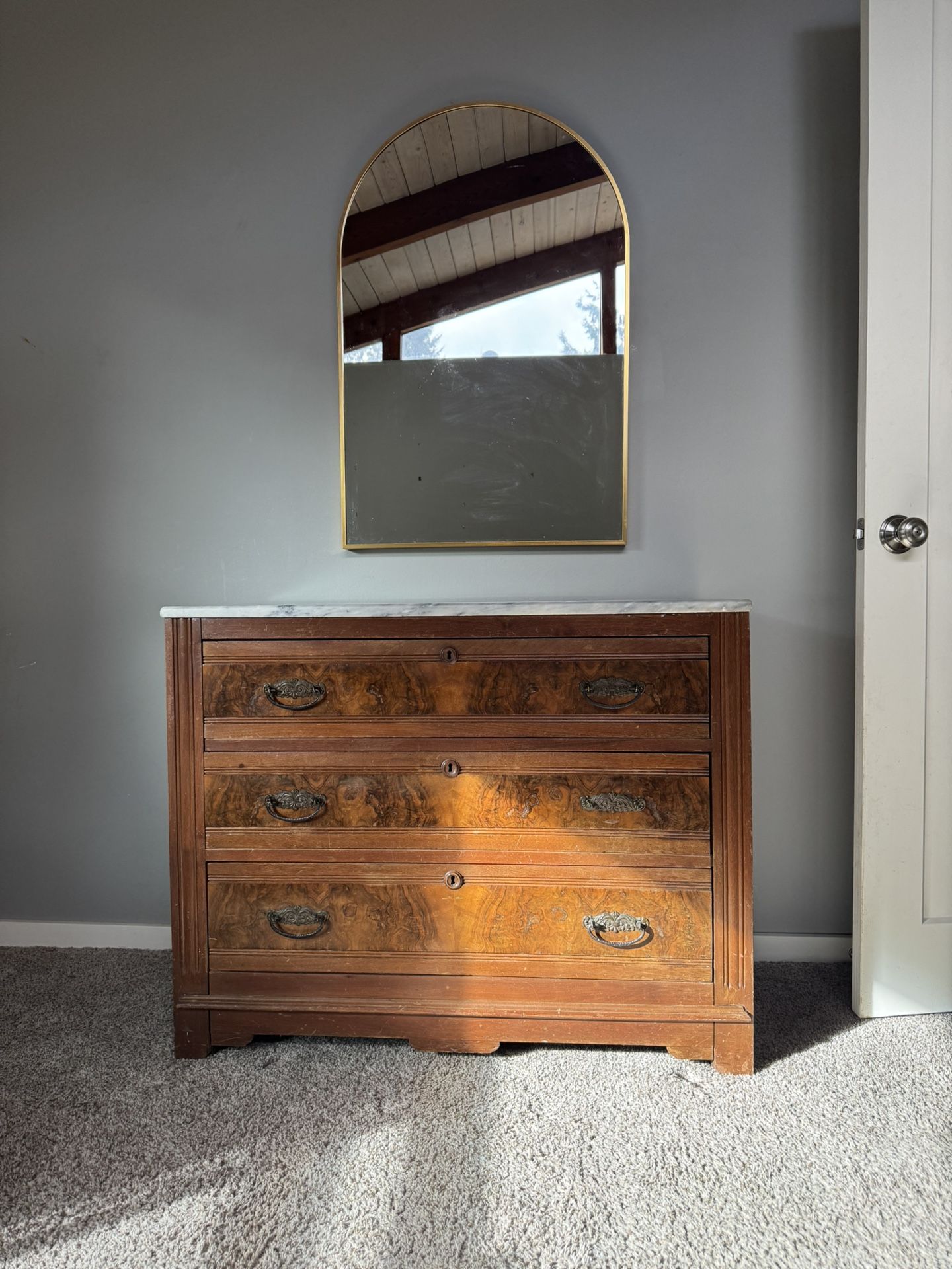 Antique Marble Top 3-drawer Dresser W/ Optional Mirror Included