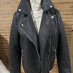 Black Faux Leather Moto Jacket 