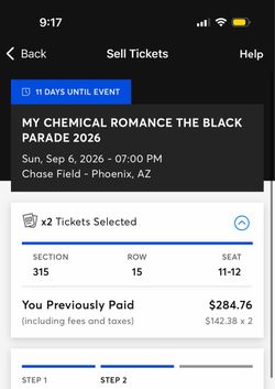 My Chemical Romance The Black Parade Tour Phoenix 2026 Chase Field Tickets