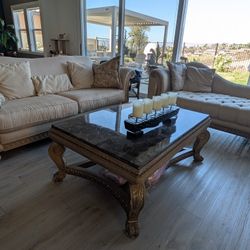 Free Sofa Chaise And Coffee Table With Accent Pillows