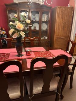 Dinette Set of 6 Chairs Table & China Cabinet