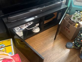 Black TV Stand with Open Shelves