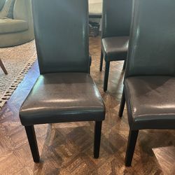 6 Faux Leather Chocolate Brown Dining Chairs 
