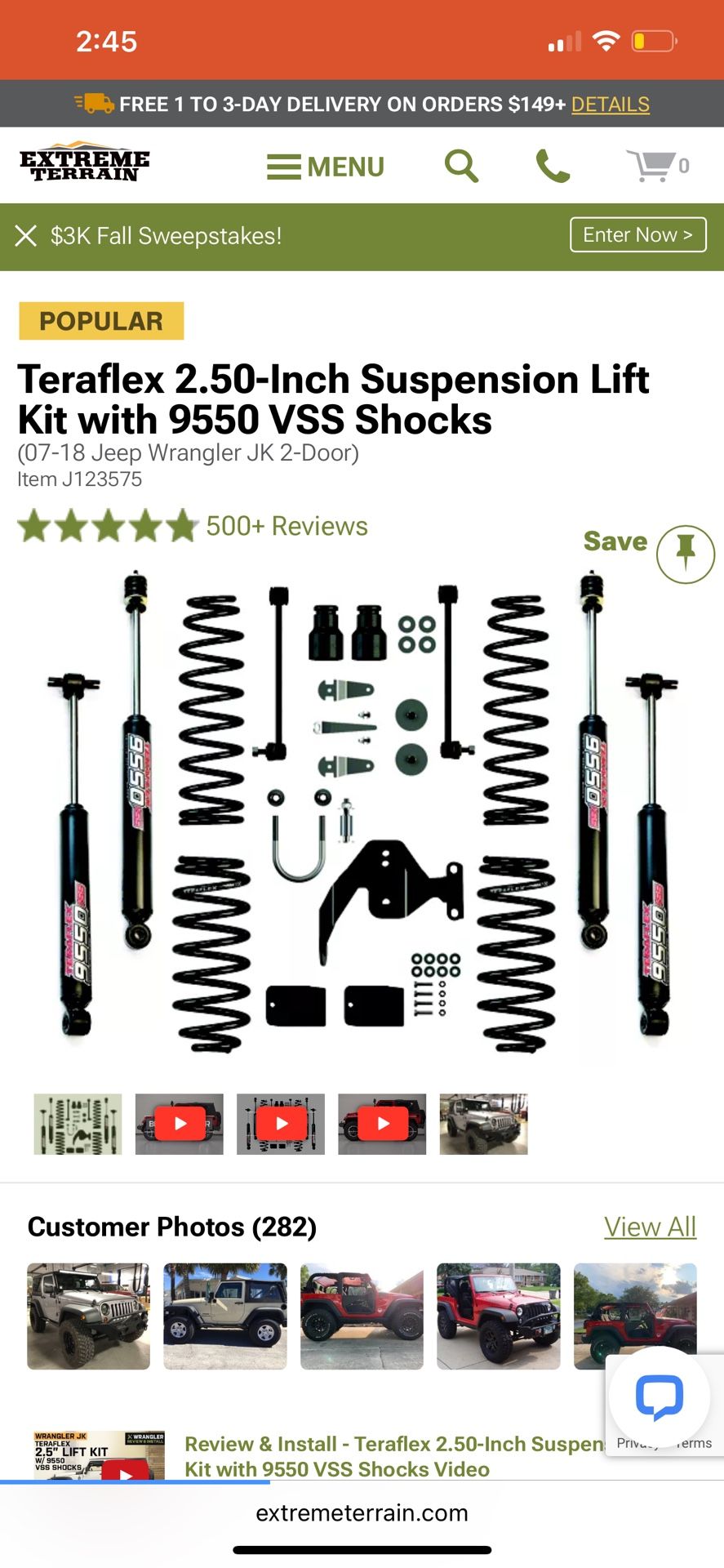 Teraflex 2.5 Inch Lift Kit Suspension JKU $550 OBO