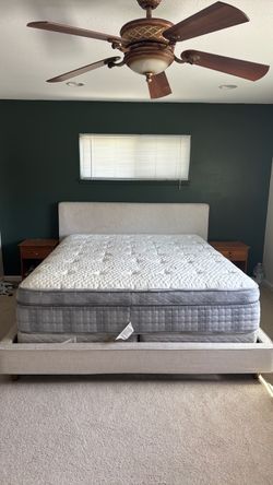 California king, boxspring, mattress, and bedroom, set and end tables