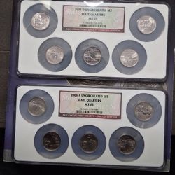 (2) Set 2003 D /2004 P Complete 5 Coin BU State Quarters Set NGC MS65 