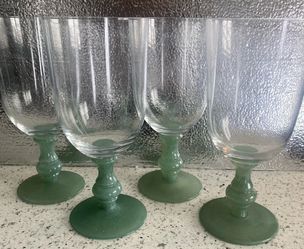 Villeroy & Boch Isabelle Jade Green Stem Water Goblets 8" Set Of 4