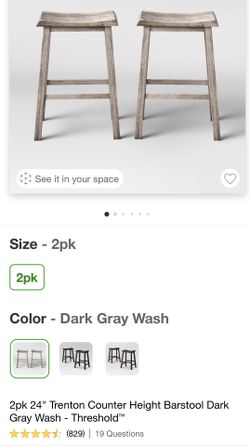 Counter High Barstool 24” Dark Gray Wash