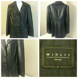 Women's Black Leather Jacket Size Large