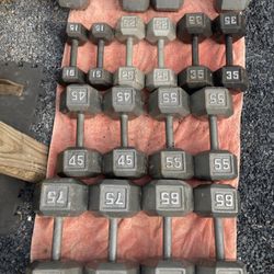 Steel Hex 15-85 Complete Set Of 8 Pairs Of Dumbbells