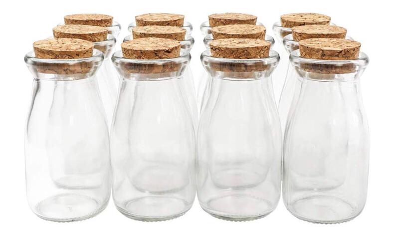 🥣 10 Small Glass Jars Cork Lids