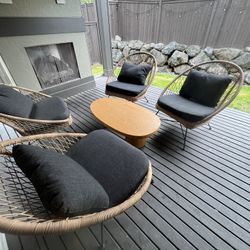 Article Patio Lounge Set - 4 Aeri Chairs + Baarlo Oak Table