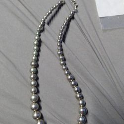 Single Strand Faux Silver Beaded Necklace