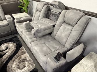 Gray Micro-fabric Sofa & Loveseat