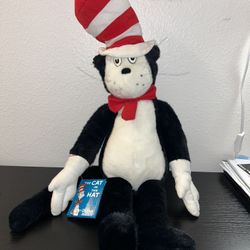 Vtg DR. SEUSS Cat In The Hat Macy's 28” Plush Stuffed Animal w/Mini Book EUC