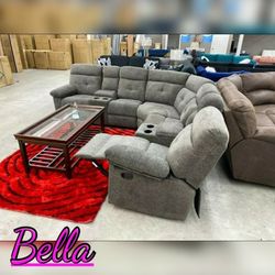 Jade21 Grey  >>Motion<< Fabric Recliners Sectional ❤️ with same day delivery💕Bella💕
