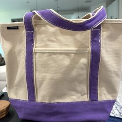 Purple Medium 5 Pocket Open Top Canvas Tote Bag - Lands End