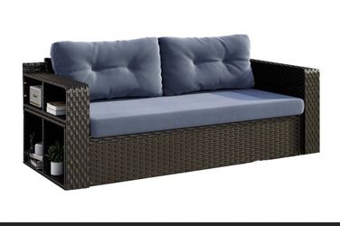 Outdoor Loveseat with Storage and Side Tables