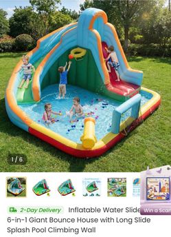 6-in-1 Inflatable Water Slide Bounce House