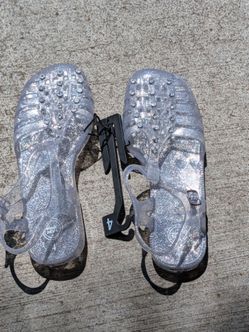 Wonder Nation Youth Girls Clear Jelly With glitter Fisherman Sandals Size 4 New